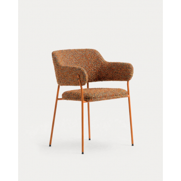 Pack de 4 Cadeiras de Jantar com Apoios de Braço em Tecido e Metal Stana Laranja Terra - The Masie