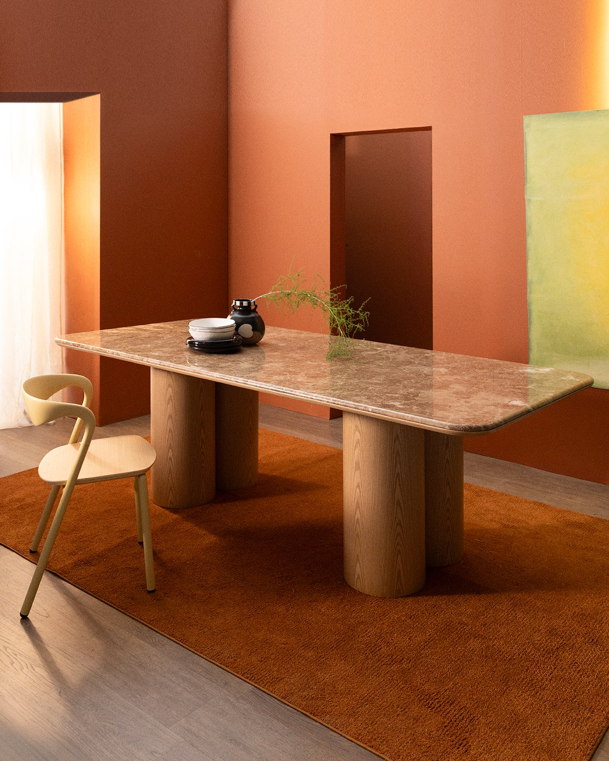 Mesa de Jantar Retangular em Mármore e Madeira (240x110 cm) Aegir, imagem de galeria 2