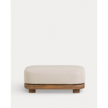 Módulo de Pufe de Jardim em Madeira de Acácia e Tecido para Sofá Modular Redik Bege Seashell - The Masie