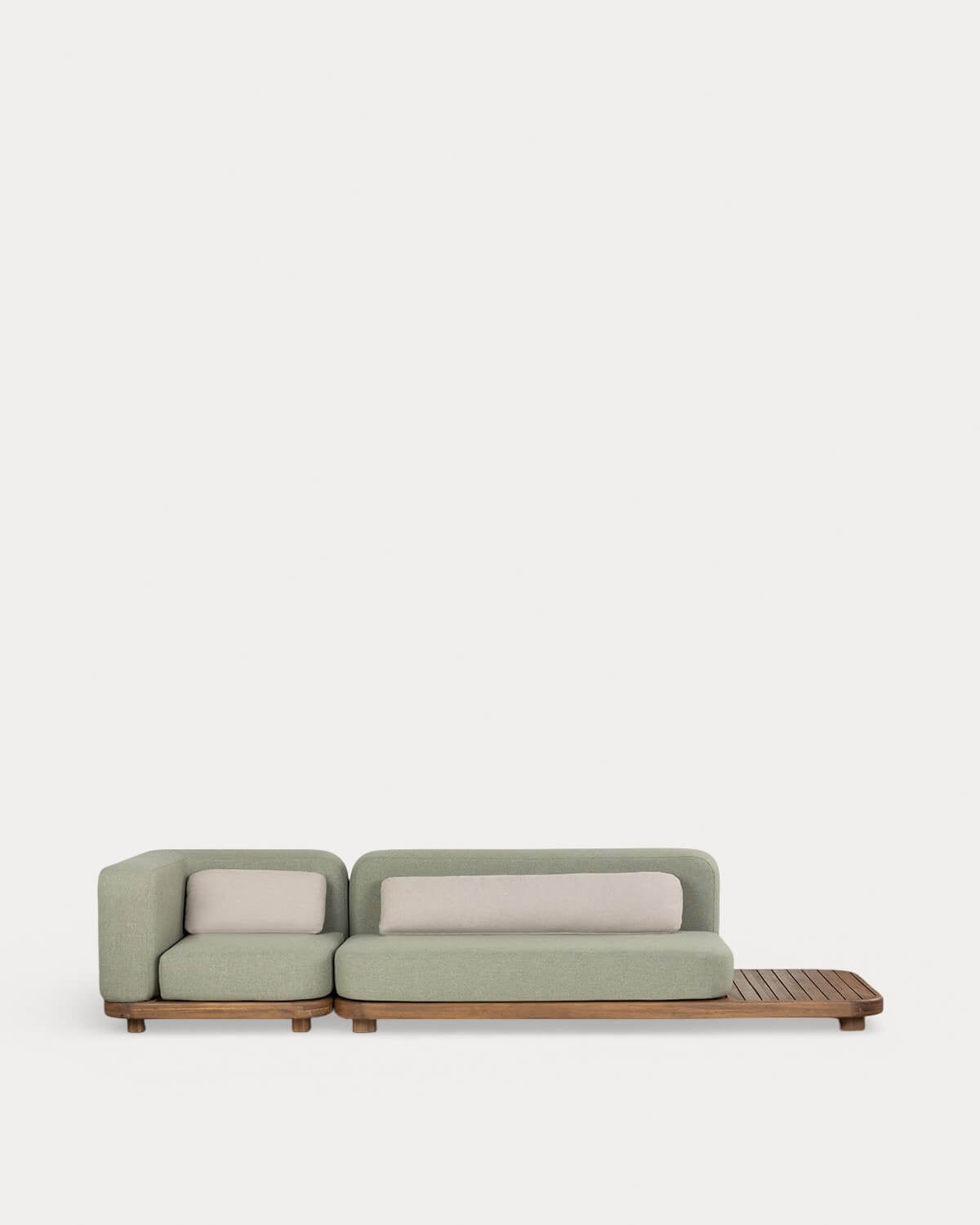 Conjunto de Sofá Modular de Jardim de 2 Peças Módulo de Sofá e Módulo de Canto em Madeira de Acácia e Tecido Redik