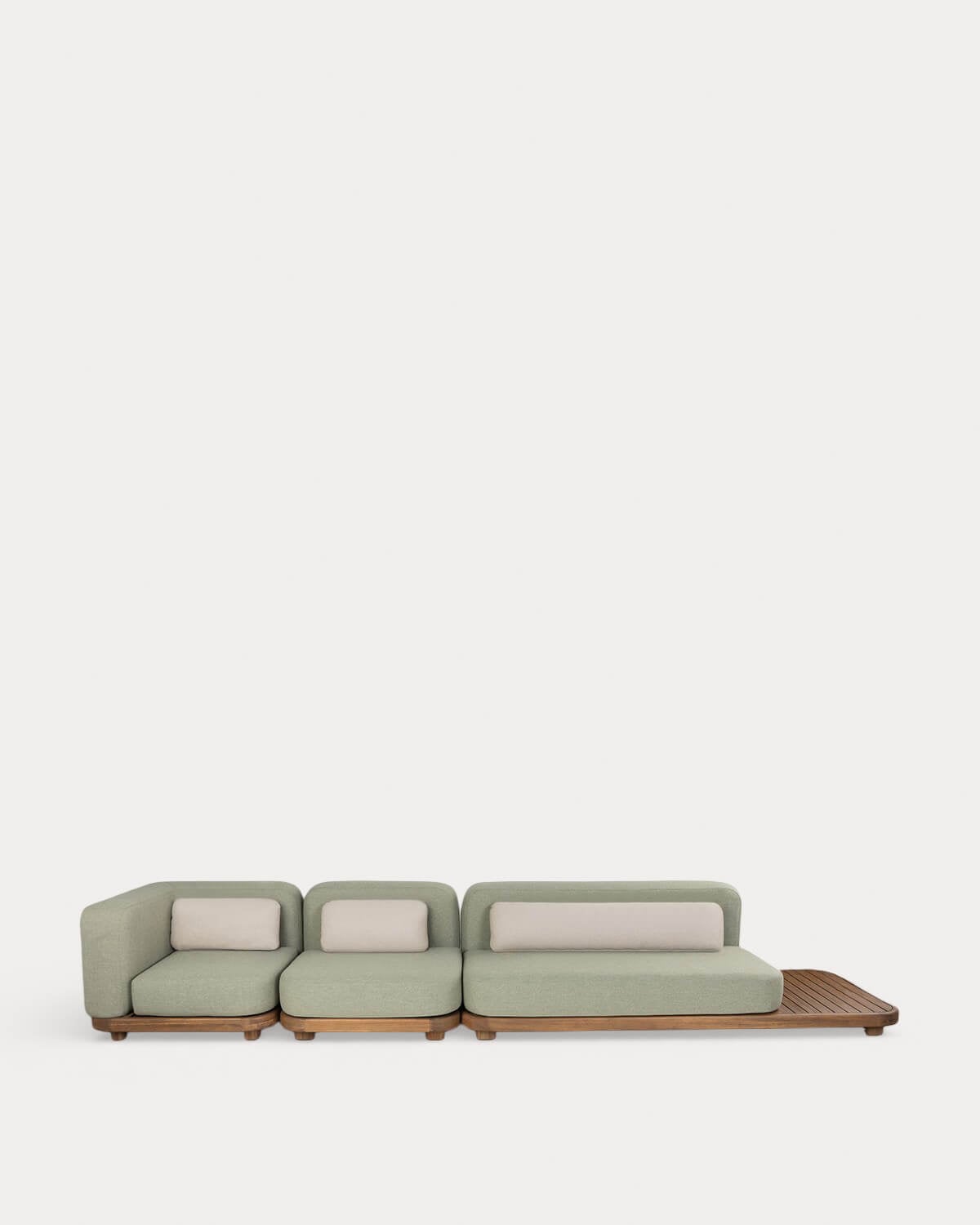 Conjunto Sofá Modular de Jardim de 3 Peças Módulo de Sofá, Módulo Central e Módulo de Canto em Madeira de Acácia e Tecido Redik
