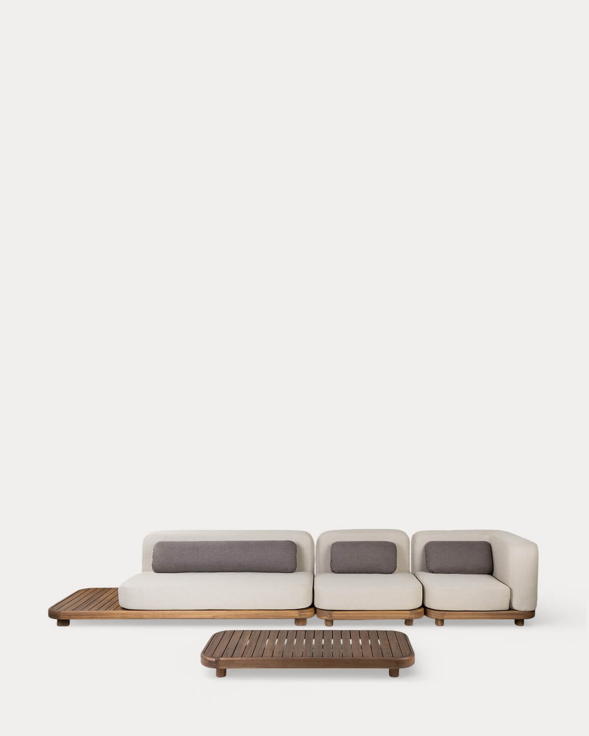 Conjunto de Jardim com Módulo de Sofá, Módulo Central, Módulo de Canto e Mesa de Centro em Madeira de Acácia e Tecido Redik, imagem de galeria 2