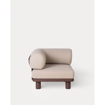 Módulo de Canto em Alumínio e Tecido para Sofá Modular de Jardim Lantana Castanho Chocolate - The Masie