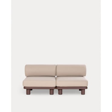 Sofá Modular de Jardim de 2 Peças com Módulo Central em Alumínio e Tecido Lantana Castanho Chocolate - The Masie