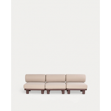 Sofá de Jardim Modular de 3 Peças com Módulo Central em Alumínio e Tecido Lantana Castanho Chocolate - The Masie