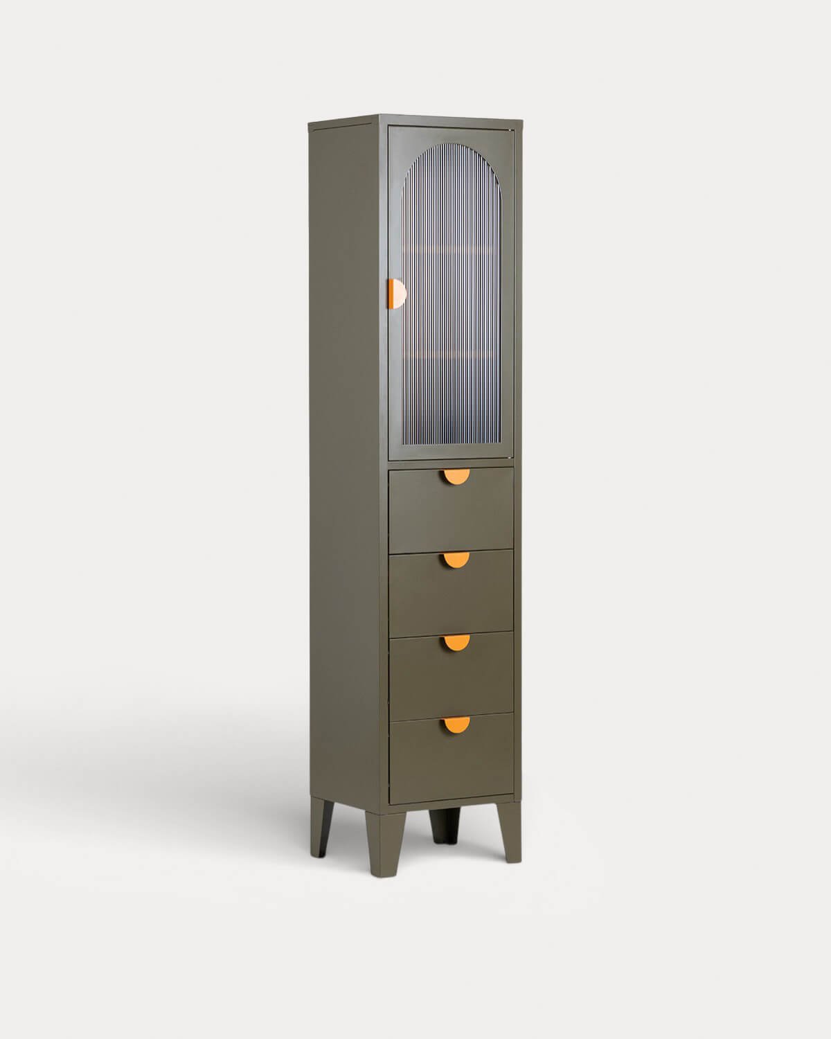 Vitrine com 1 Porta e 4 Gavetas Feita de aço Laminado e Vidro Andrius, imagem de galeria 1