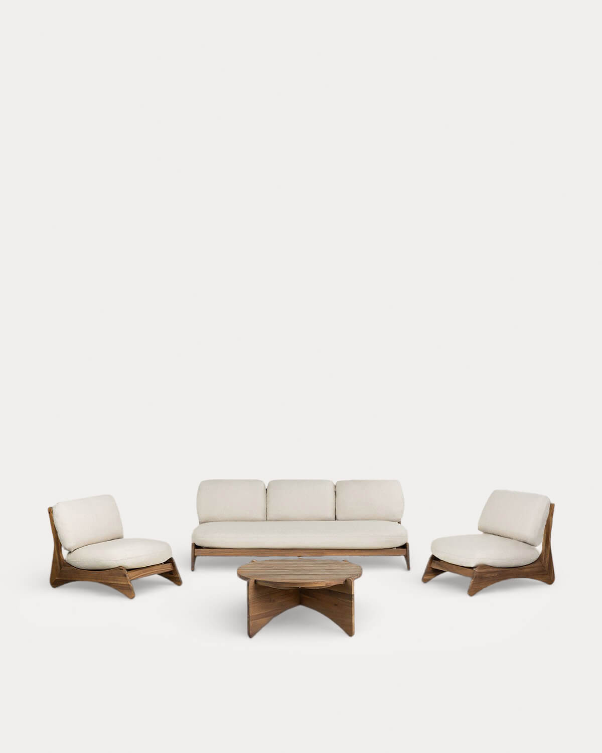 Conjunto de Jardim com Sofá de 3 Lugares, 2 Poltronas e Mesa de Centro em Madeira de Acácia e Tecido Lorent, imagem de galeria 1