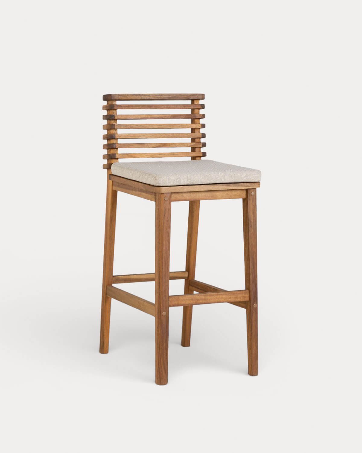 Pack 2 Banquetas Altas para Exterior em Madeira de Acácia e Tecido (75 cm) Hazan, imagem de galeria 1