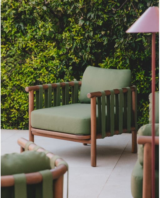 Poltrona de Jardim em Madeira de Eucalipto e Tecido Edvard