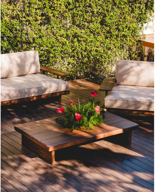 Mesa de Centro Retangular para Exterior em Madeira de Acácia (135x82 cm) Ayanis