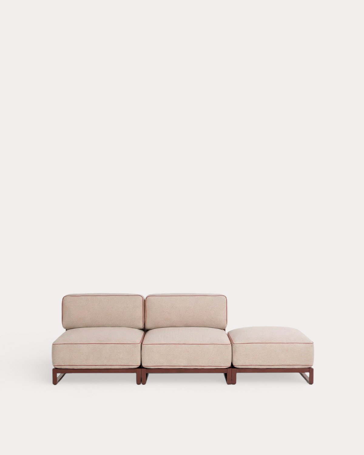 Conjunto de Sofá Modular de Jardim com 2 Peças Módulo Central e Otomano em Metal e Tecido Kristen, imagem de galeria 1