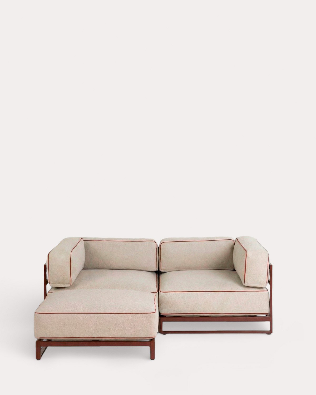 Conjunto de Sofá de Canto Modular para Jardim com 2 Peças Módulo Otomano em Metal e Tecido Kristen