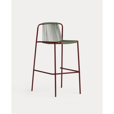 Pack 2 Banquetas Altas para Exterior em Metal e Corda (75 cm) Mayailer Vermelho Tinto - The Masie