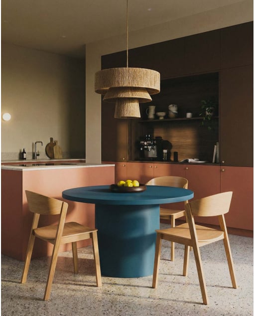 Mesa de Jantar Redonda Extensível em Metal (Ø120-240x120 cm) Beca