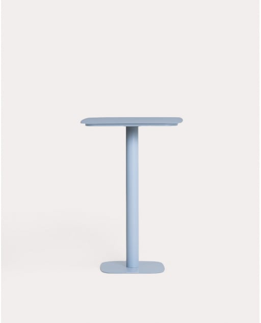 Mesa Alta Quadrada de Metal (70x70 cm) Zoilo - Azul Silvery