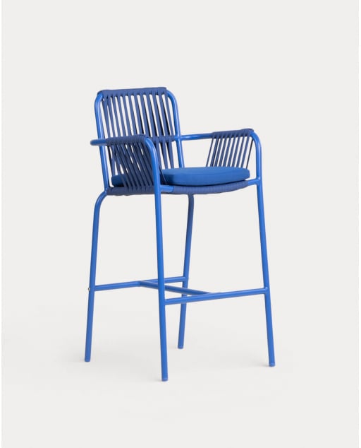 Pack 2 bancos altos de exterior de 75 cm em alumínio e corda Drian