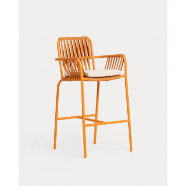 Pack 4 Banquetas Altas em Alumínio e Corda (75 cm) Drian Laranja Terra - The Masie