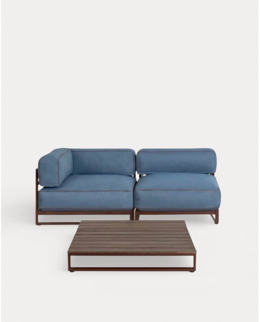 Conjunto de Jardim com Módulo de Canto Módulo Central e Mesa de Centro em Metal e Tecido Kristen