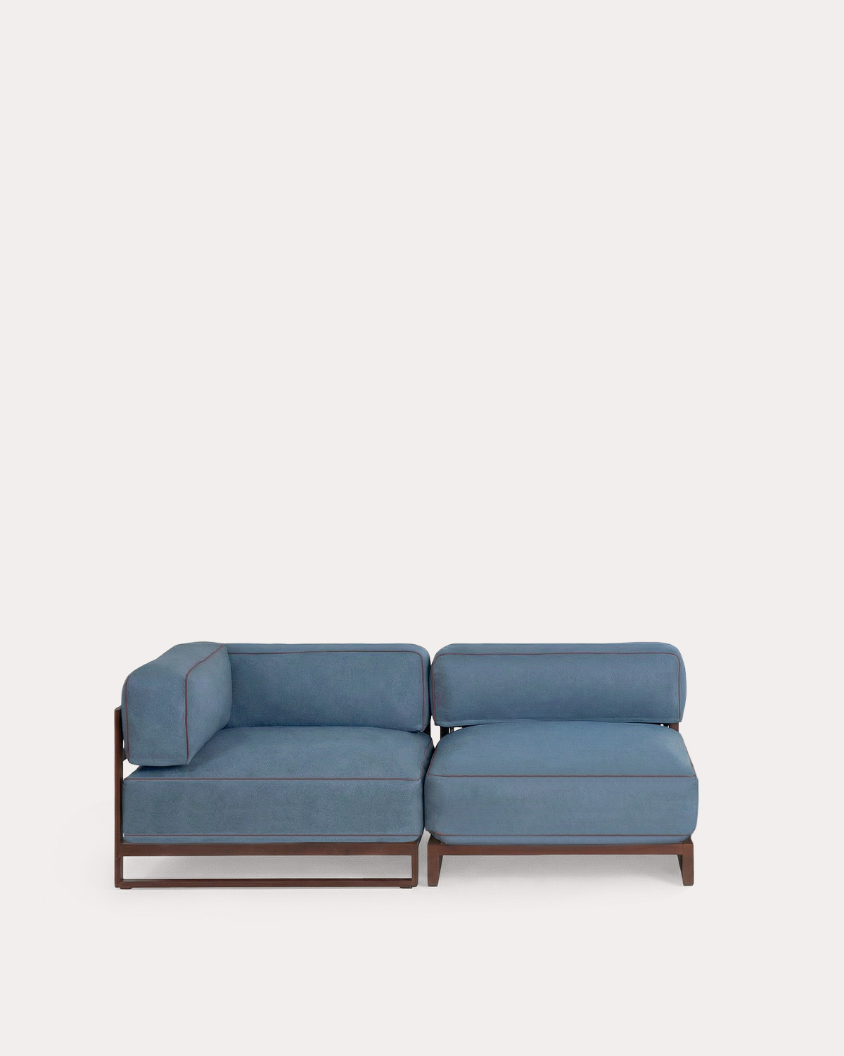 Conjunto de Sofá Modular de Jardim Módulo de Canto e Módulo Central em Metal e Tecido Kristen