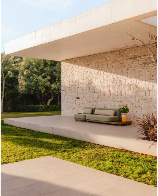 Conjunto de Sofá Modular de Jardim de 2 Peças Módulo de Sofá e Módulo Central em Madeira de Acácia e Tecido Redik