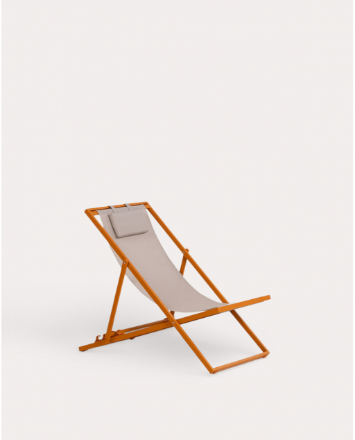 Cadeira Reclinável e Alumínio e Almofada Tecido Rilas - Laranja Terra