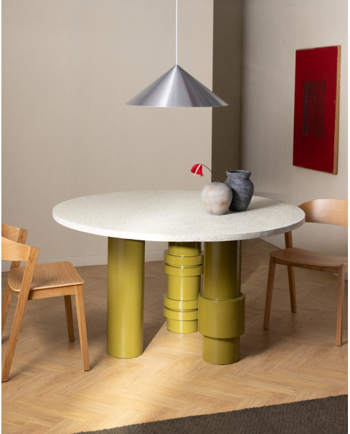 Mesa de Jantar Terrazzo e Madeira de Manga (Ø140 cm) Atenas