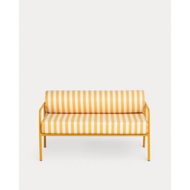 Sofá de Jardim de 2 Lugares em Metal e Tecido Mitha Amarelo Mango - The Masie