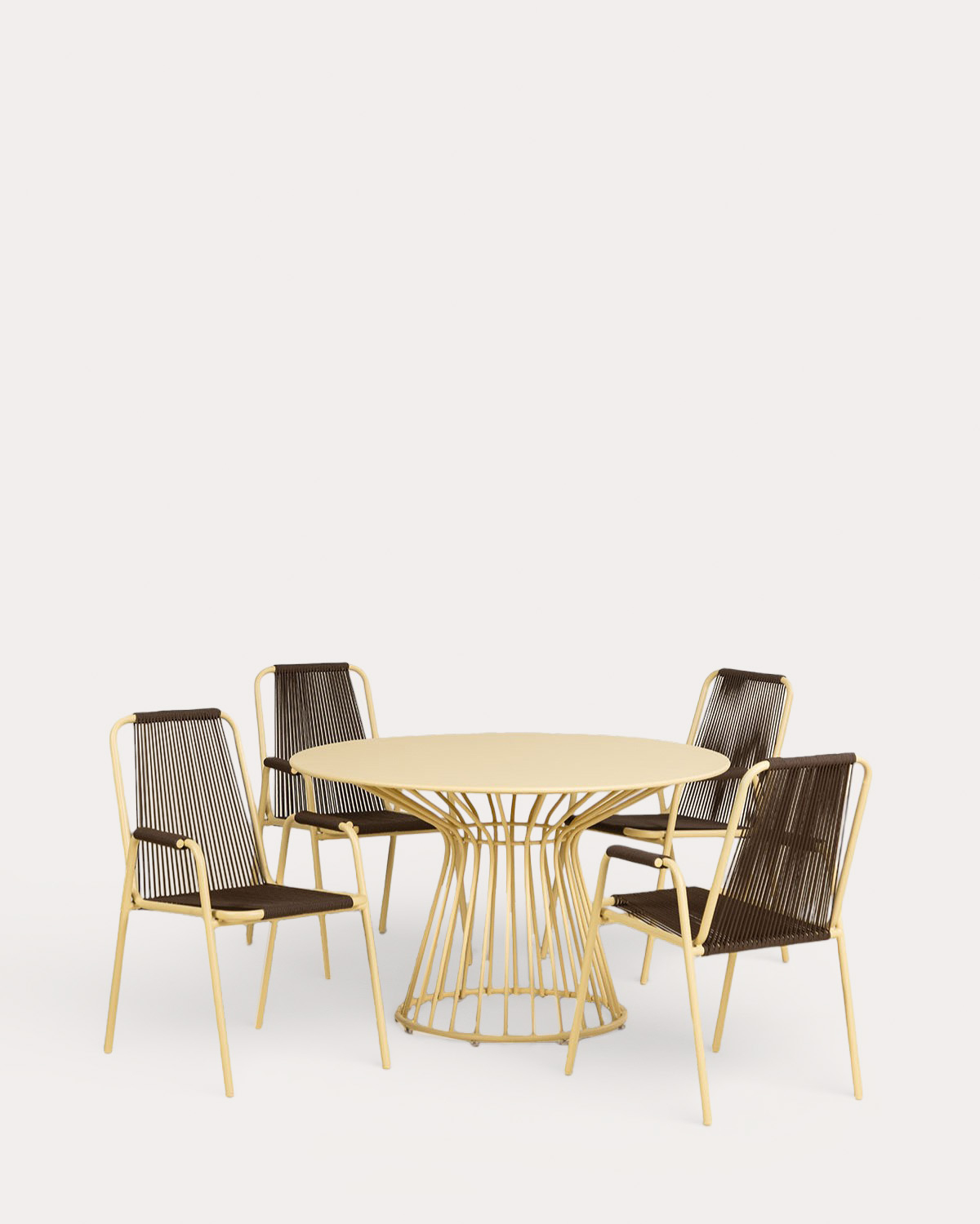 Set de Mesa Redonda (Ø120 cm) Nouli e 4 Cadeiras de Metal Mayailer para uso Externo, imagem de galeria 1