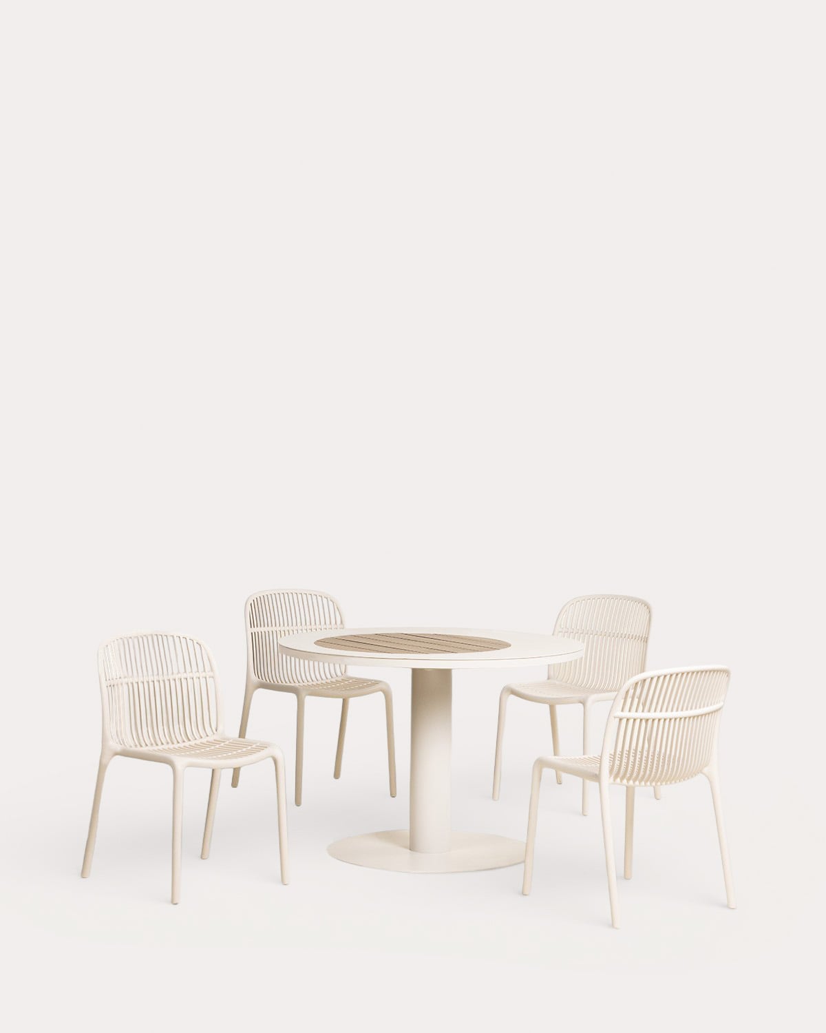 Conjunto de Mesa Redonda de Metal (Ø110 cm) Lirae e 4 Cadeiras de Polipropileno Aisha para Uso Externo, imagem de galeria 1