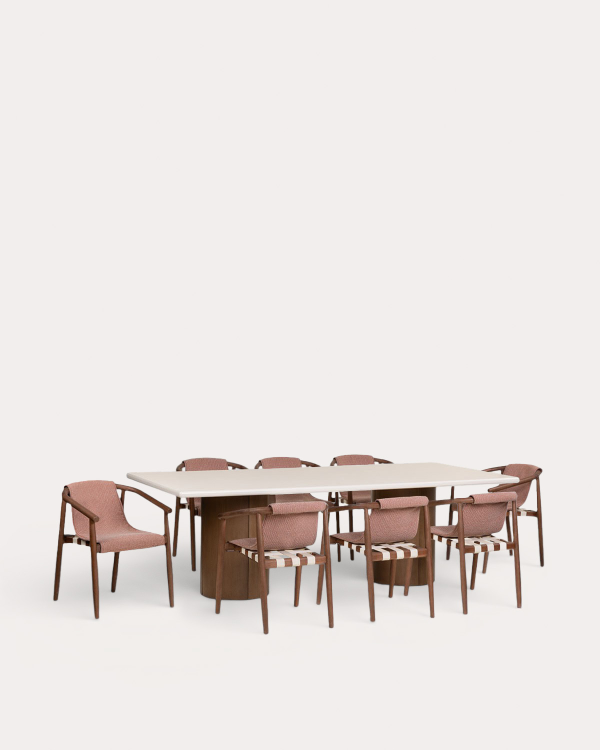 Conjunto de Mesa Retangular de Cimento Eneiza (230x110 cm) e 8 Cadeiras de Exterior de Madeira Clhoti, imagem de galeria 1
