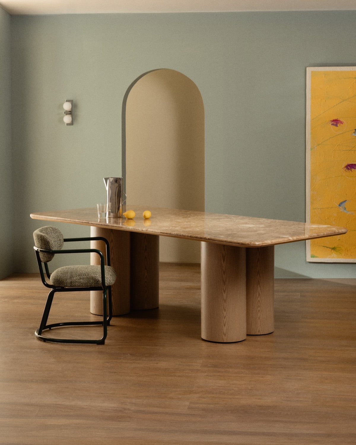 Mesa de Jantar Retangular em Mármore e Madeira (240x110 cm) Aegir, imagem de galeria 2