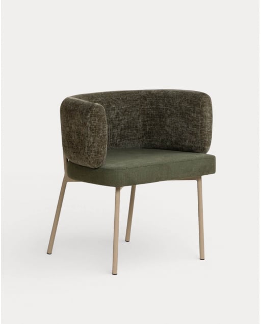 Cadeira de Jantar em Tecido e Metal Hades Soft - Verde Nori