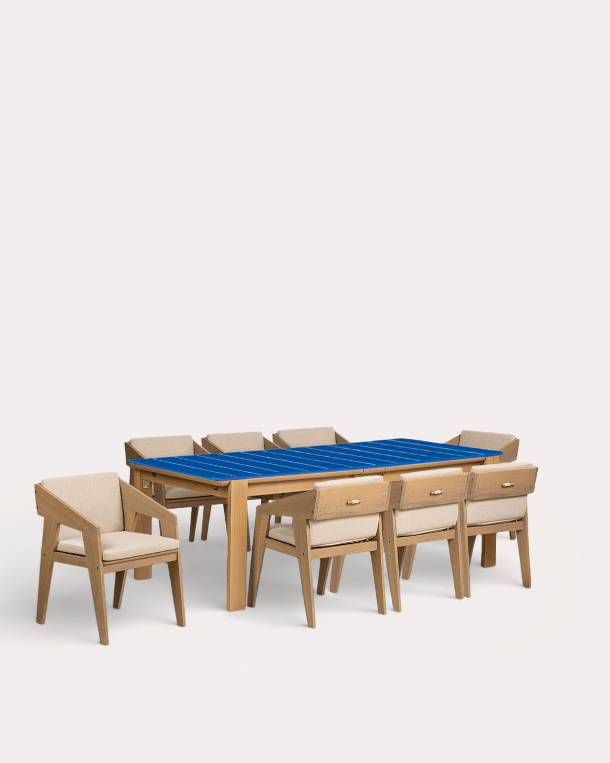 Conjunto de Mesa Retangular Extensível (225-330x100 cm) Ubel e 8 Cadeiras de Braço em Madeira de Acácia Tanon para Uso Externo, imagem de galeria 1