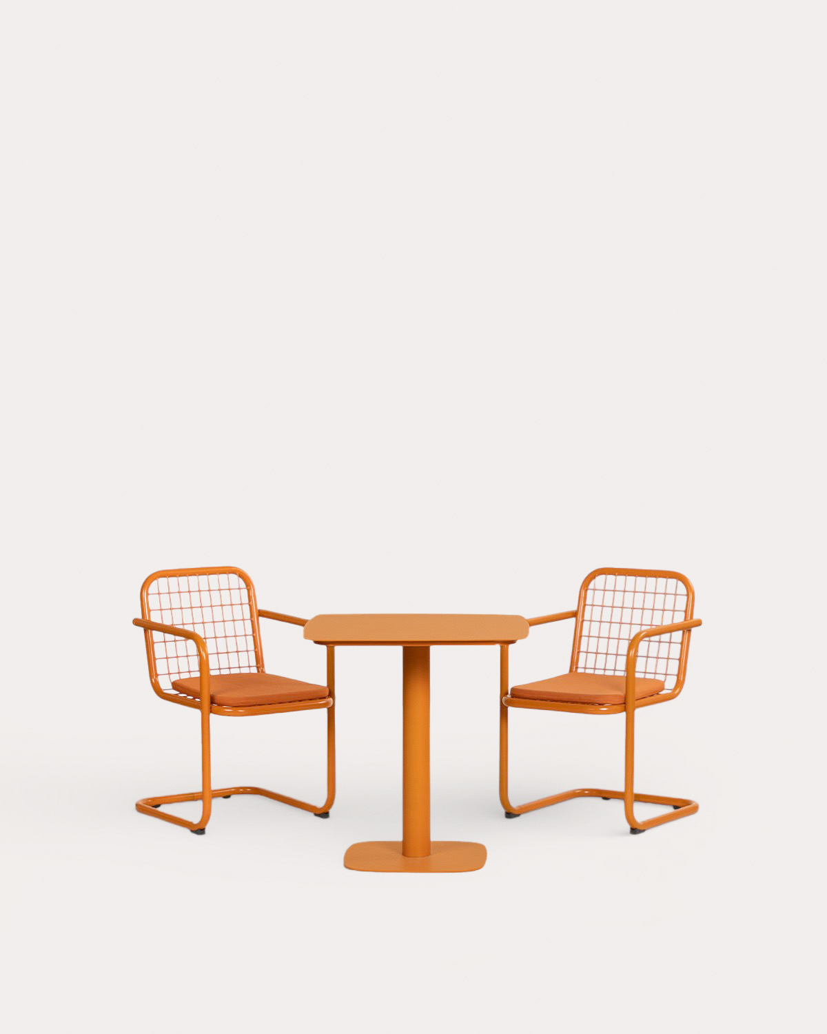 Conjunto de Mesa de Jantar Quadrada (70x70 cm) Zoilo e 2 Cadeiras com Braços em Metal Biaritz, imagem de galeria 1