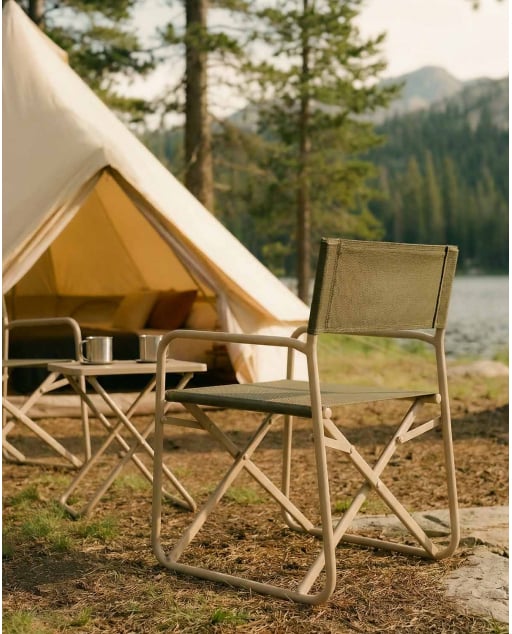 Cadeira de Jardim Dobrável em Metal e Tecido Bowye