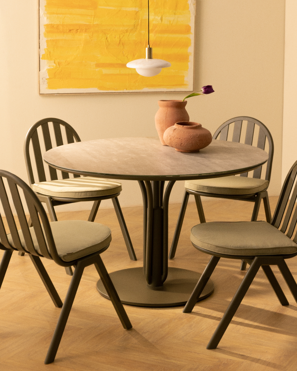 Mesa de Jantar Redonda em Metal e Vidro Temperado (Ø120 cm) Llibet, imagem de galeria 2