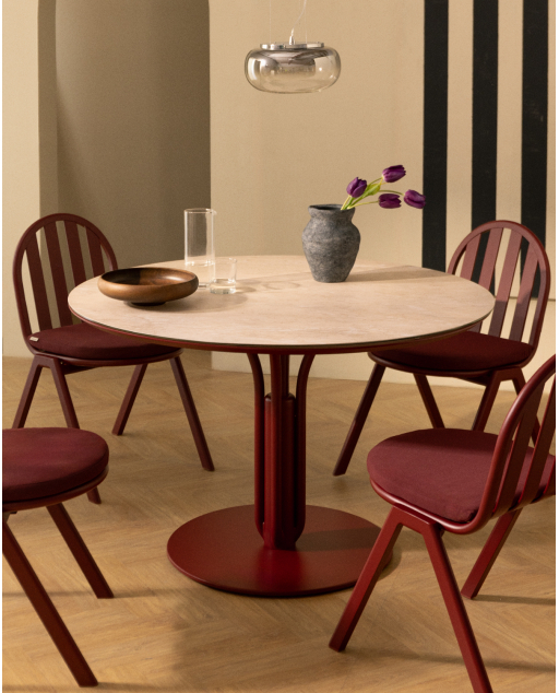 Mesa de Jantar Redonda em Metal e Vidro Temperado (Ø120 cm) Llibet