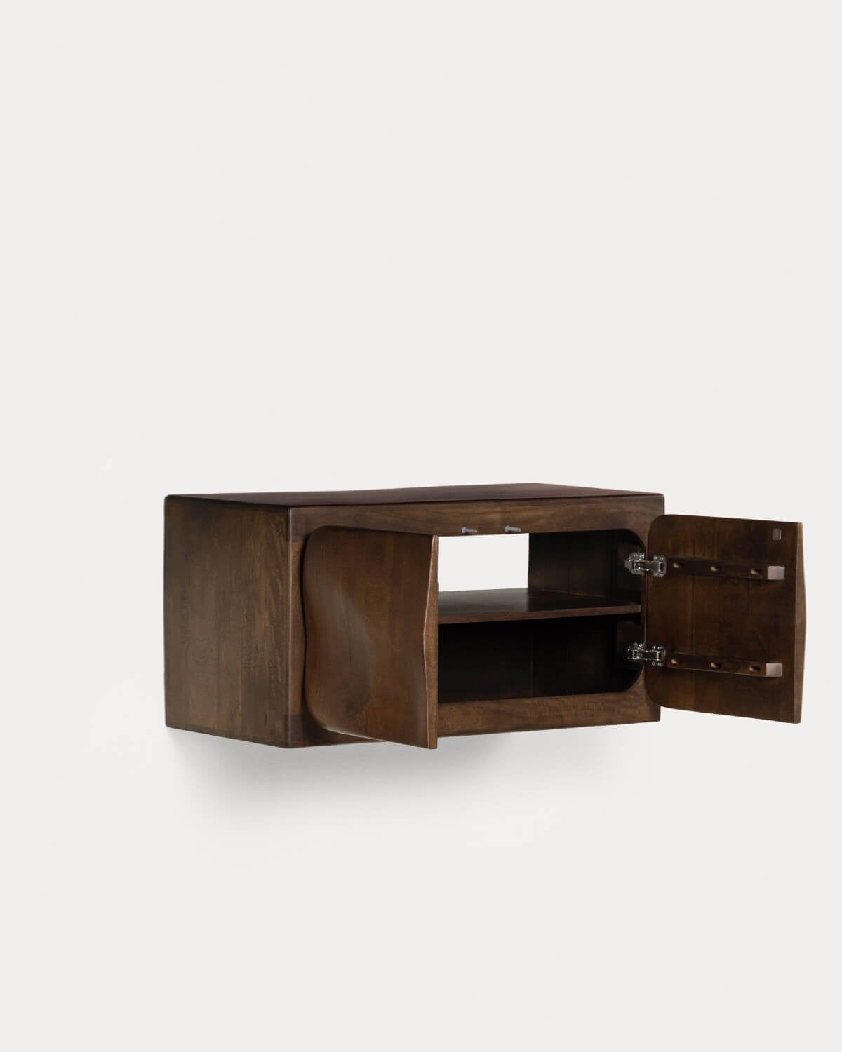 Armário de banheiro suspenso com 2 portas 90x45 cm feito de madeira de mangueira Orlean, imagem de galeria 4