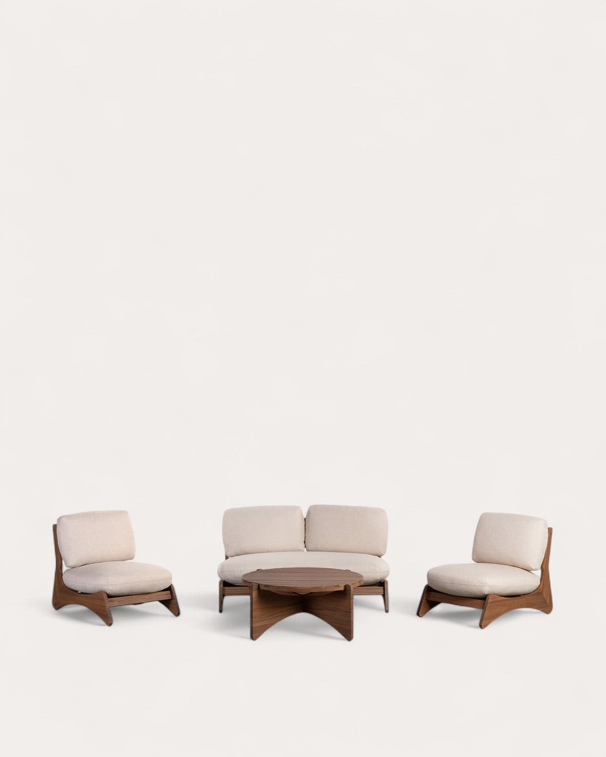 Conjunto de Jardim com Sofá de 2 Lugares, 2 Poltronas e Mesa de Centro em Madeira de Acácia e Tecido Lorent, imagem de galeria 1