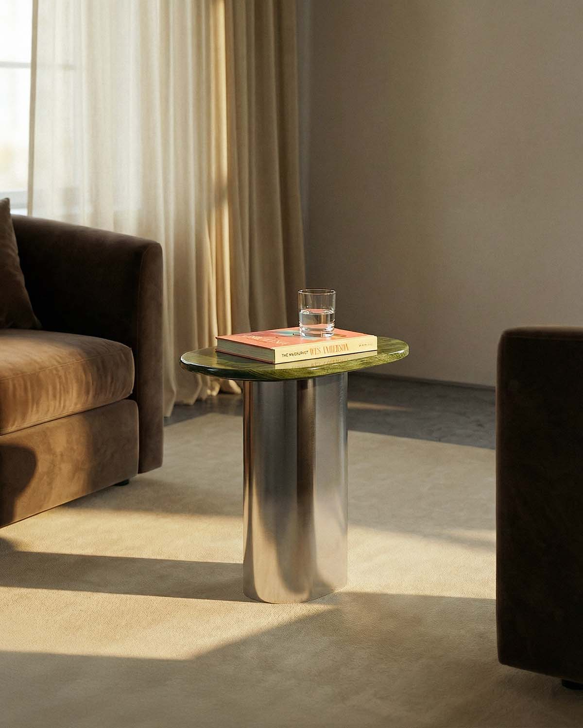 Mesa Lateral Oval de Metal Lahuga, imagem de galeria 2