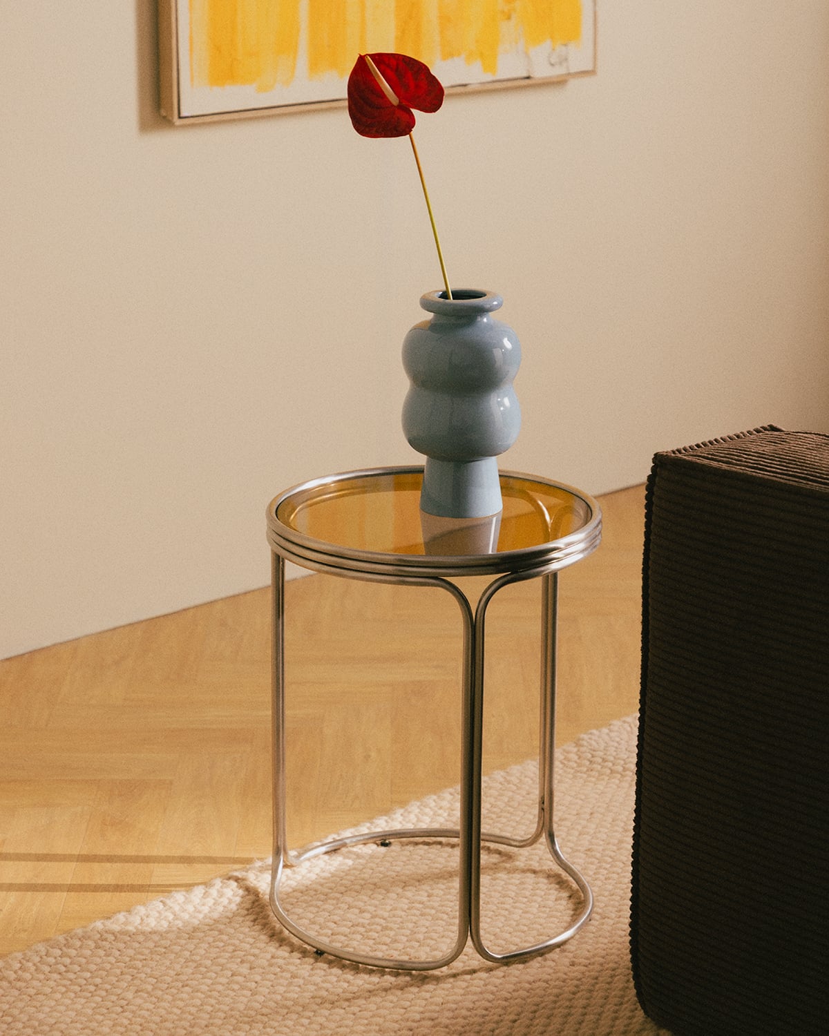 Mesa Lateral Redonda em Metal e Vidro Temperado (Ø40 cm) Massia, imagem de galeria 2