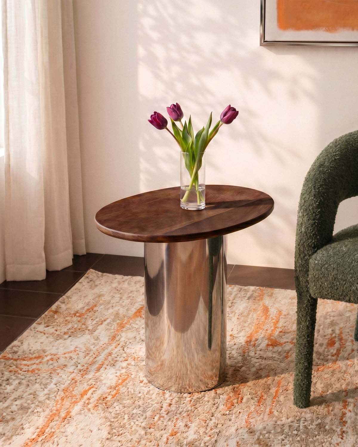 Mesa Lateral Oval de Metal Lahuga, imagem de galeria 2