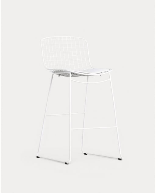 Banqueta Alta de Metal (75 cm) Respaldo Bajo Aras - Blanco Polar