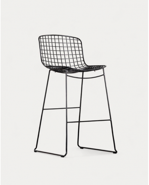Banqueta Alta de Metal (75 cm) Respaldo Bajo Aras - Preto