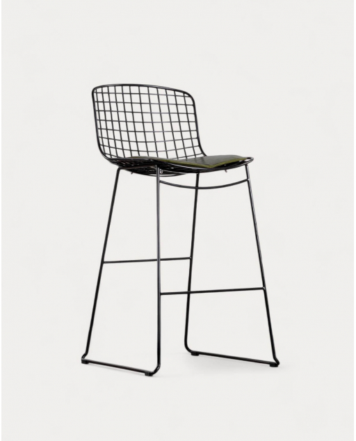Banqueta Alta de Metal (75 cm) Respaldo Bajo Aras - Preto