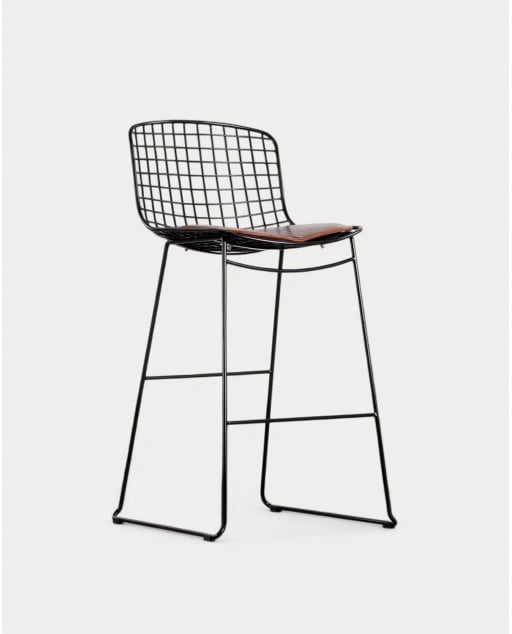 Banqueta Alta de Metal (75 cm) Respaldo Bajo Aras - Preto
