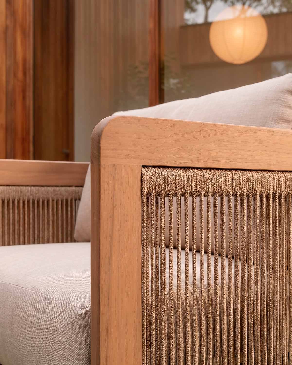 Conjunto de Jardim com Sofá de 2 Lugares, 2 Poltronas e Mesa de Centro em Madeira de Acácia e Corda Mares, imagem de galeria 3