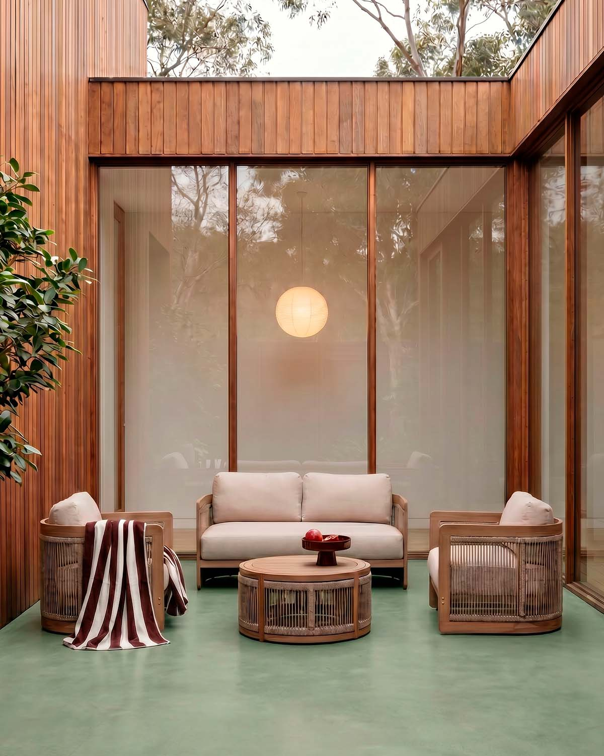 Conjunto de Jardim com Sofá de 2 Lugares, 2 Poltronas e Mesa de Centro em Madeira de Acácia e Corda Mares, imagem de galeria 2