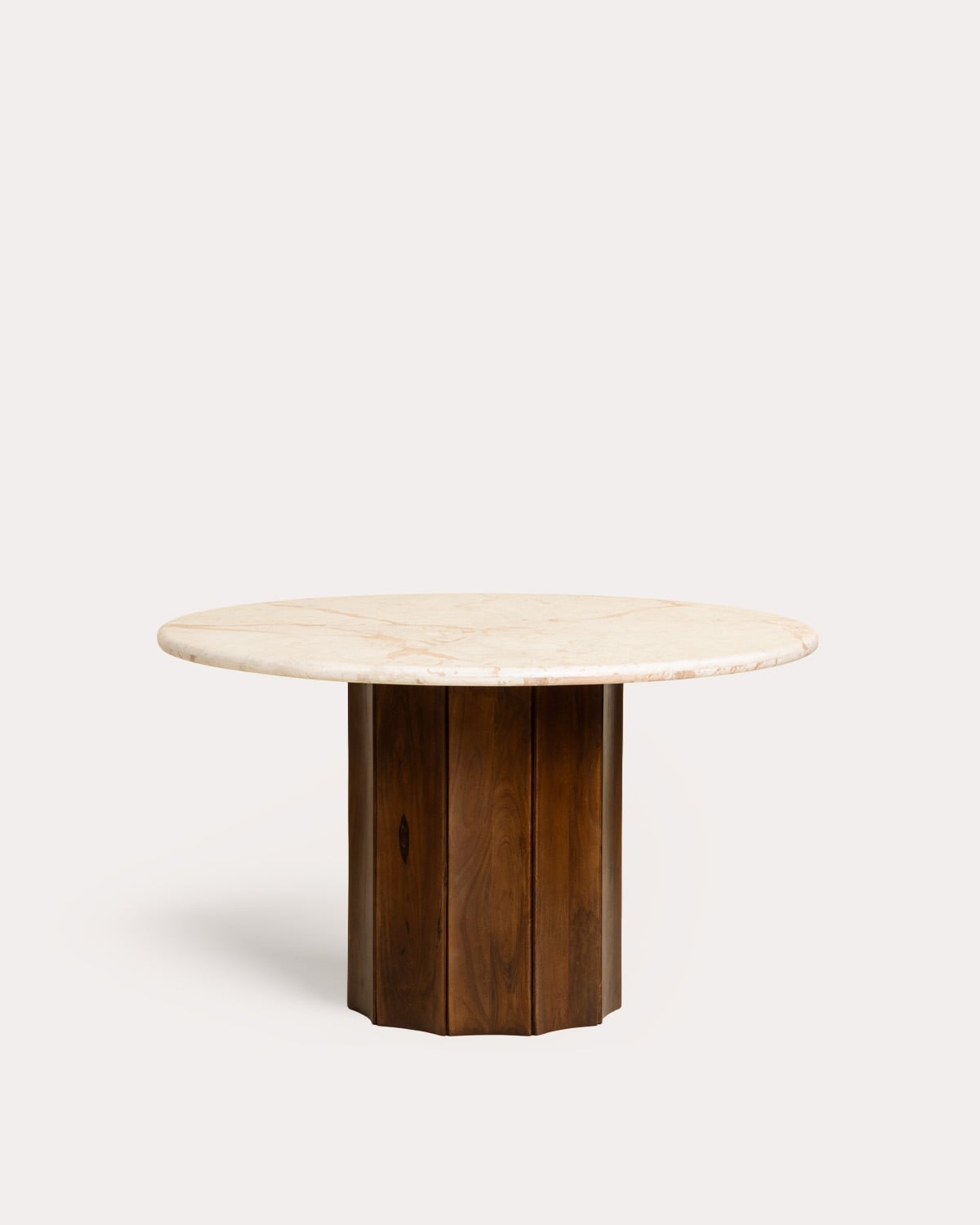 Mesa de Jantar Redonda em Mármore e Madeira de Mangueira (Ø130 cm) Xanthe, imagem de galeria 1
