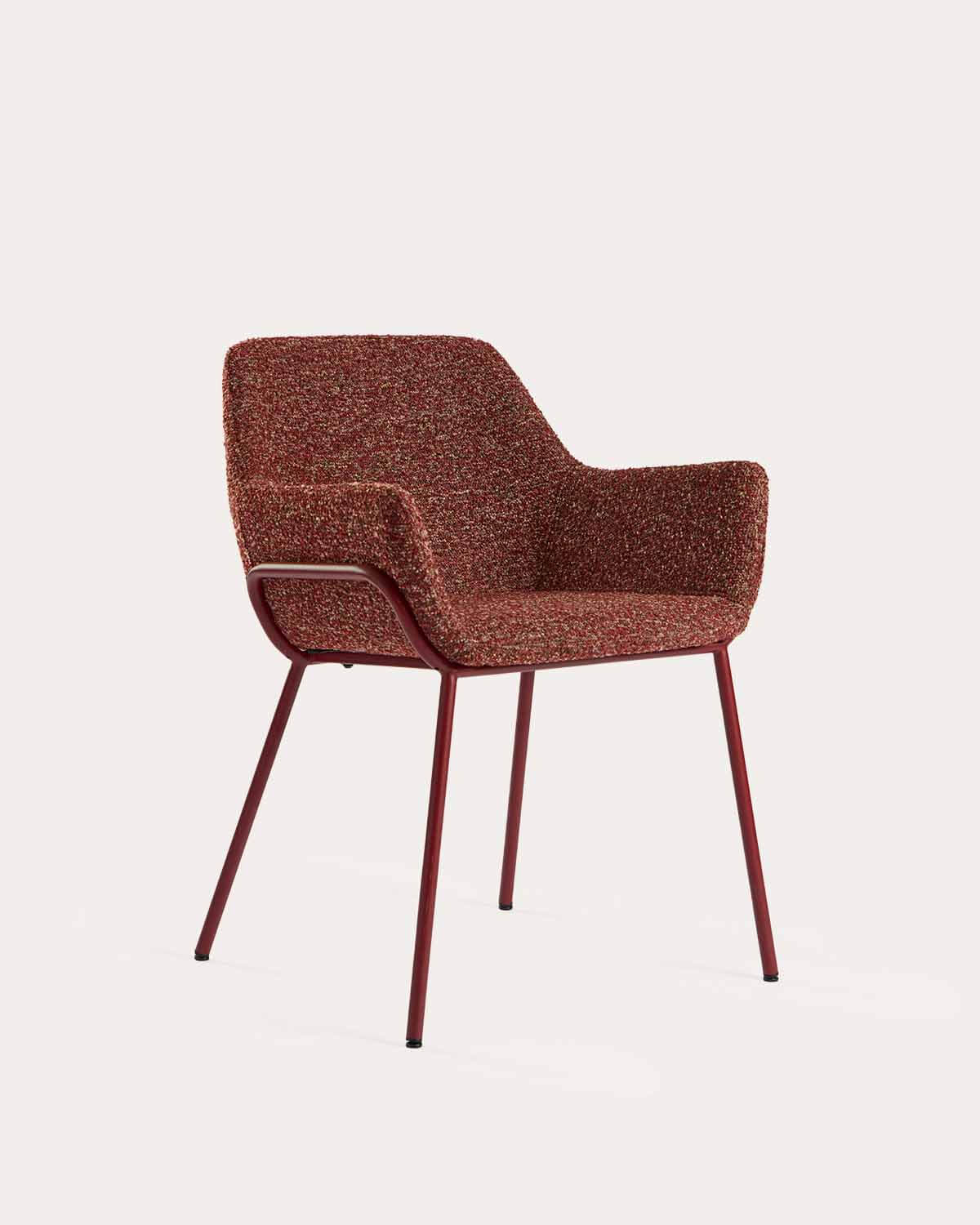 Pack de 4 cadeiras de jantar com estofamento em tecido e apoios de braço em metal Oisin, imagem de galeria 1
